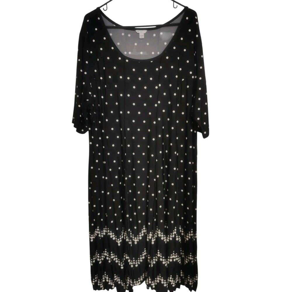 Black And White Polka Dotted Dress Plus Size 22w 24w 3x Women's Stretchy Evening